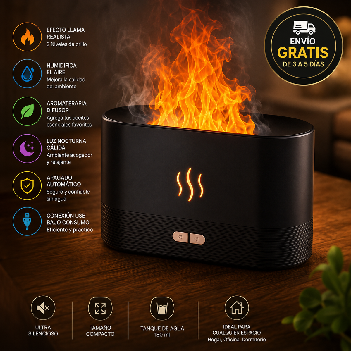 🔥 Lleva la sensación de una fogata a cualquier habitación con FlameMist™🔥